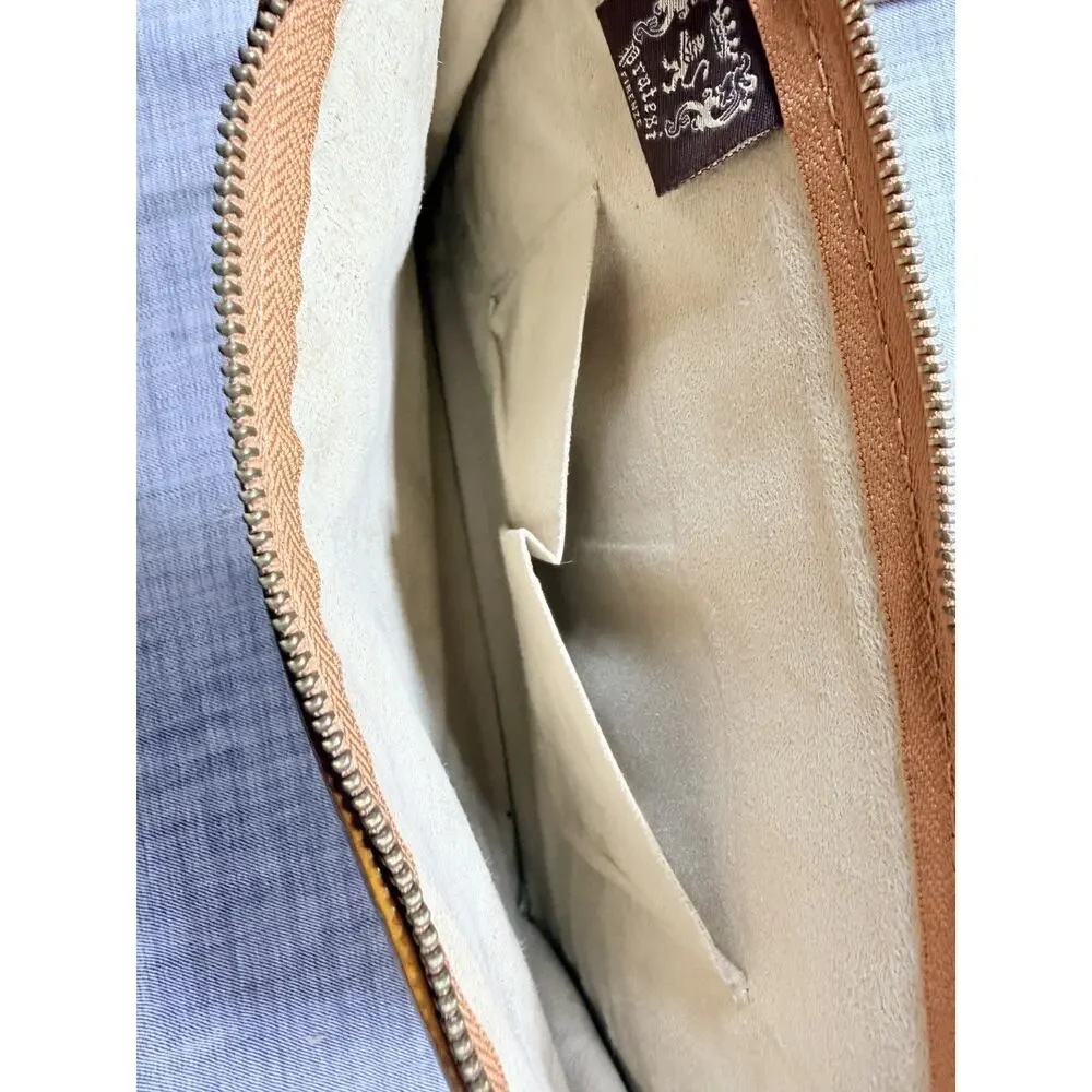Pratesi Firenze Wristlet Clutch Bag Cognac Tan Italian Leather Handmade NWT